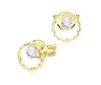 Curly Circle Gold Plated Silver Ear Stud STS-3704-GP